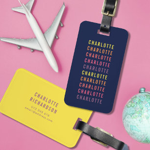Add Your Name Fun Colour Gradient Luggage Tag