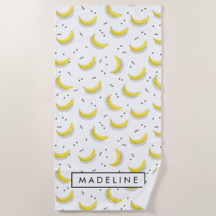 Add Your Name Geometric Bananas Beach Towel