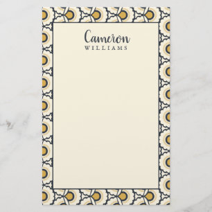 Add Your Name Geometric Floral Pattern Stationery