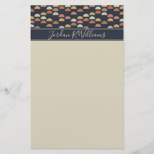 Add Your Name   Geometric Semi Circle Pattern Stationery