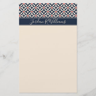 Add Your Name   Geometric Star Pattern Stationery
