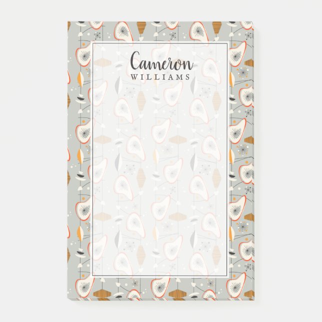 Add Your Name | Geometric Teal & Blue Pattern Post-it Notes (Front)