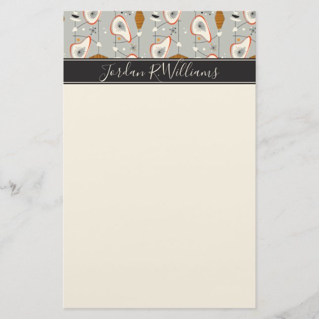 Add Your Name | Geometric Teal & Blue Pattern Stationery (Front)