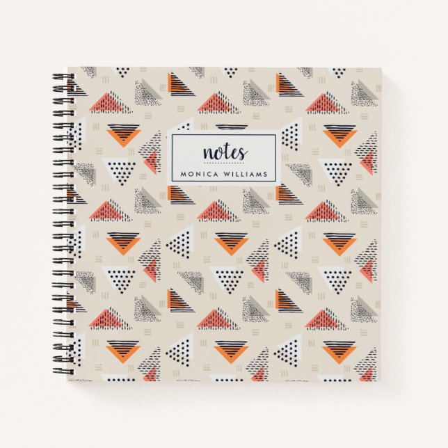 Add Your Name | Geometric Triangle Hand Drawn Notebook (Front)