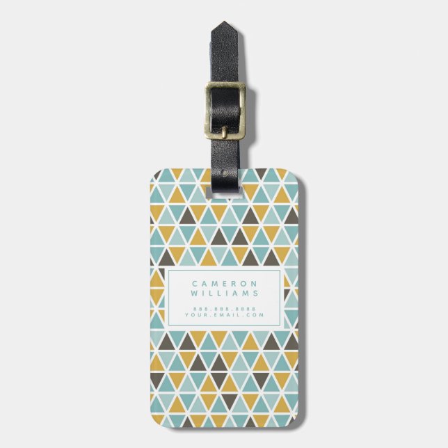Add Your Name | Geometric Triangle Pattern Luggage Tag (Front Vertical)
