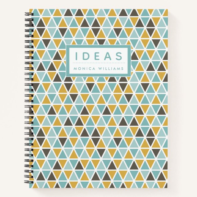 Add Your Name | Geometric Triangle Pattern Notebook (Front)