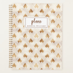 Add Your Name   Gold Art Deco Pattern Planner