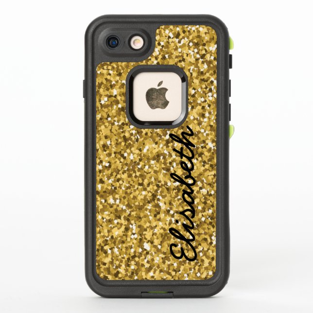 Add your name GOLD GLITTER  printed  personalised LifeProof iPhone Case (Back)