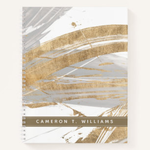 Add Your Name Gold & Grey Notebook