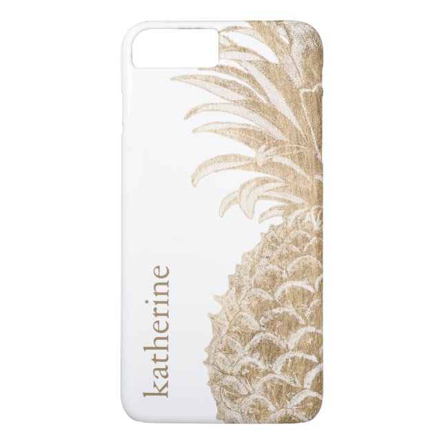 Add Your Name | Gold Tropical Pinneapple Case-Mate iPhone Case (Back)