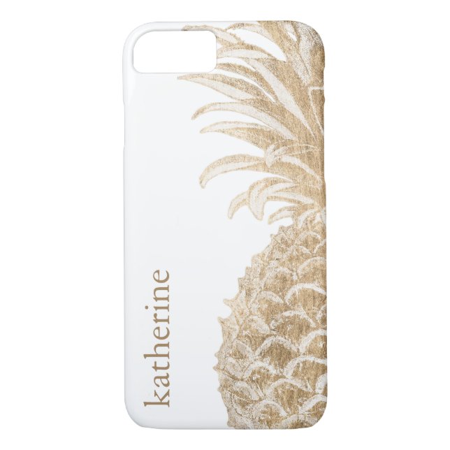 Add Your Name | Gold Tropical Pinneapple Case-Mate iPhone Case (Back)