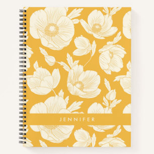 Add Your Name Golden Flower Pattern Notebook