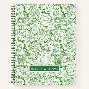 Add Your Name   Green Biology Pattern Notebook