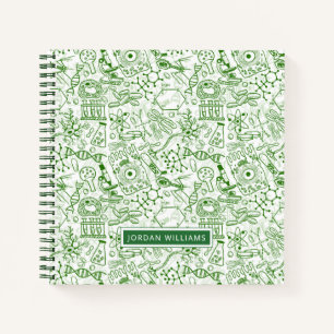 Add Your Name   Green Biology Pattern Notebook
