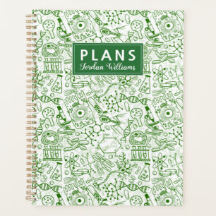 Add Your Name Green Biology Pattern Planner