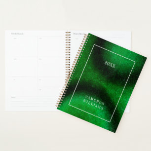 Add Your Name Green Circular Malachite Planner