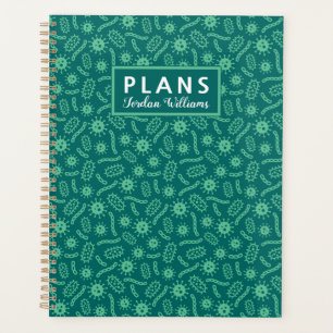 Add Your Name Green Microbes Pattern Planner