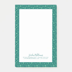 Add Your Name   Green Microbes Pattern Post-it Notes