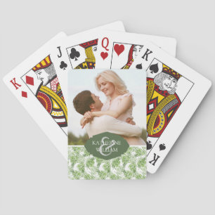 Add Your Name   Green Palm Leaves Playing Cards