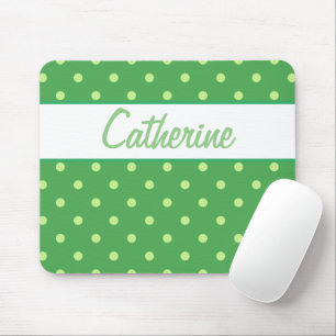 ADD  YOUR NAME  - Green Polka dot Mouse Pad