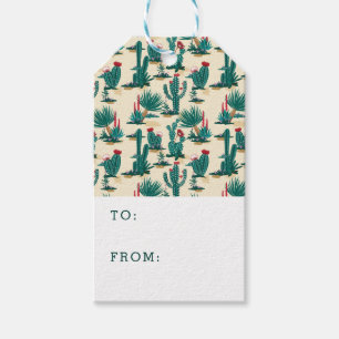 Add Your Name Green & Red Cactus Pattern Gift Tags