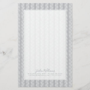 Add Your Name   Grey Hand Drawn Chevron Pattern Stationery