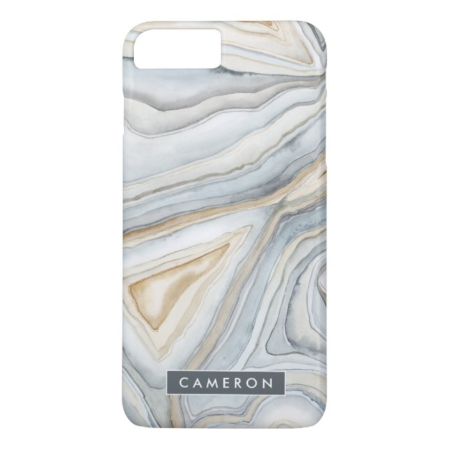 Add Your Name | Grey Marbled Abstract Design Case-Mate iPhone Case (Back)