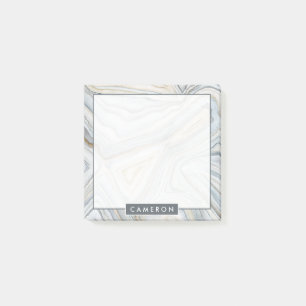 Add Your Name   Grey Marbled Abstract Design Post-it Notes
