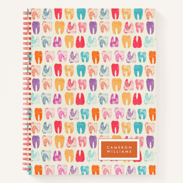 Add Your Name | Grunge Tooth Pattern Notebook (Front)