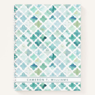 Add Your Name Hand Painted Turquoise Pattern Notebook