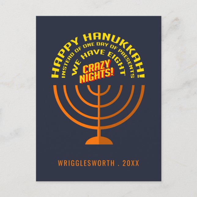 Add Your Name Happy Hanukkah Greetings Holiday Postcard (Front)