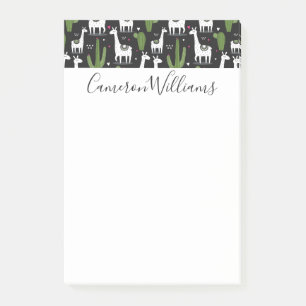 Add Your Name Happy Llama Pattern Post-it Notes