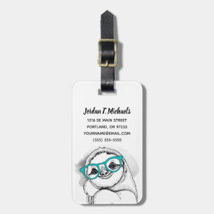Add Your Name   Hipster Sloth Luggage Tag