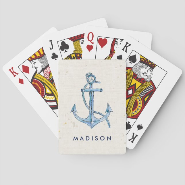 Add Your Name | Home is Where You Set Your Anchor Playing Cards (Back)