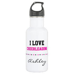 Add Your Name, I Love Cheerleading, Pink and Black 532 Ml Water Bottle