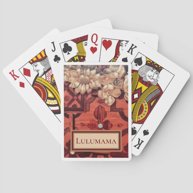 ADD YOUR NAME Inlaid Wood Gold Gilded image, Playing Cards (Back)