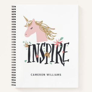 Add Your Name Inspire Gold Mane Unicorn Notebook