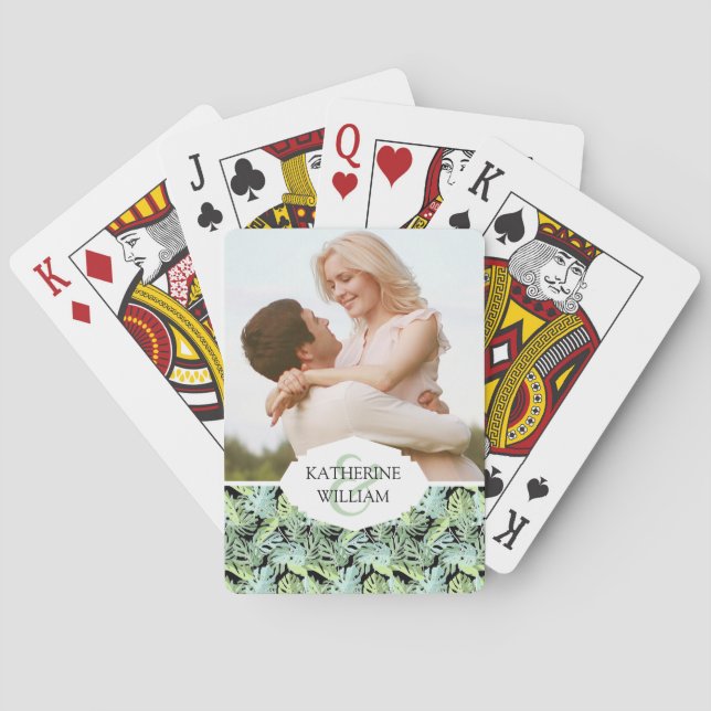 Add Your Name | Jungle Floral Pattern Playing Cards (Back)