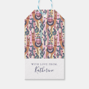 Add Your Name lamas On Stripes Pattern Gift Tags