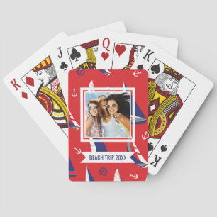 Add Your Name Lean Sailboat Pattern Playing Cards