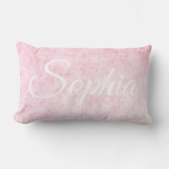 Add your name Light Pink velvet texture print Lumbar Cushion (Front)