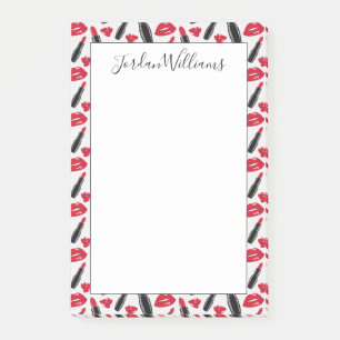 Add Your Name   Lipstick And Lips Polka Dot Patter Post-it Notes