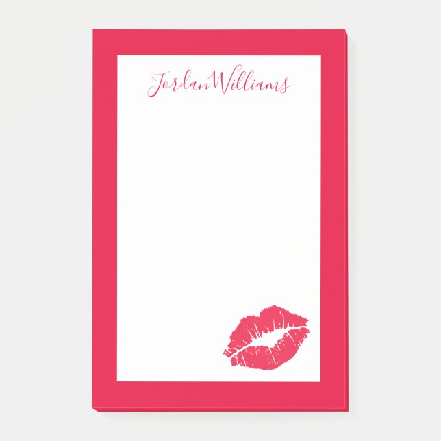 Add Your Name | Lipstick Kiss Post-it Notes (Front)