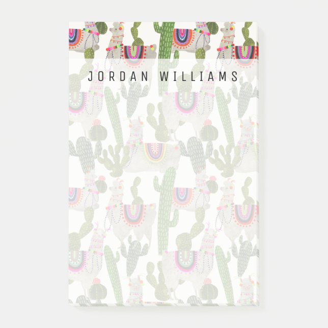 Add Your Name | Llamarama Collection Pattern Post-it Notes (Front)