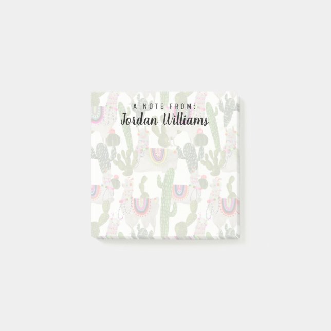 Add Your Name | Llamarama Collection Pattern Post-it Notes (Front)