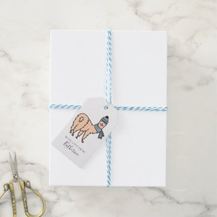 Add Your Name Llamas In Hats & Scarves Skiing Gift Tags