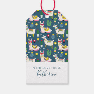 Add Your Name Llamas In Sunglasses Pattern Gift Tags