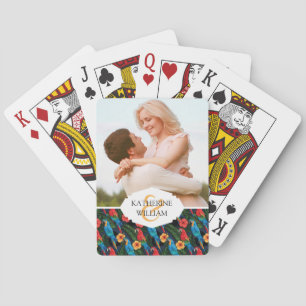 Add Your Name   Macaw And Hibiscus Pattern Playing Cards