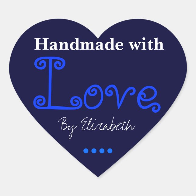 Add Your Name Made With Love Dark Blue Stickers (Front)