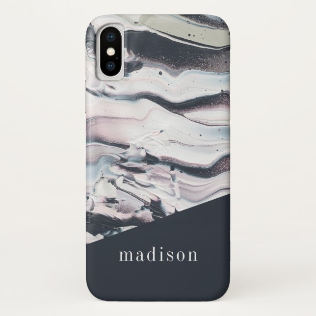 Add Your Name | Marbling V Crop Case-Mate iPhone Case (Back)